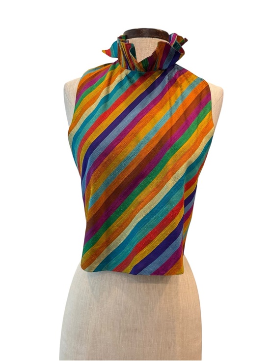 Therese Ahren Tops - Vintage Ruffle neck rainbow halter top 1970s vintage
